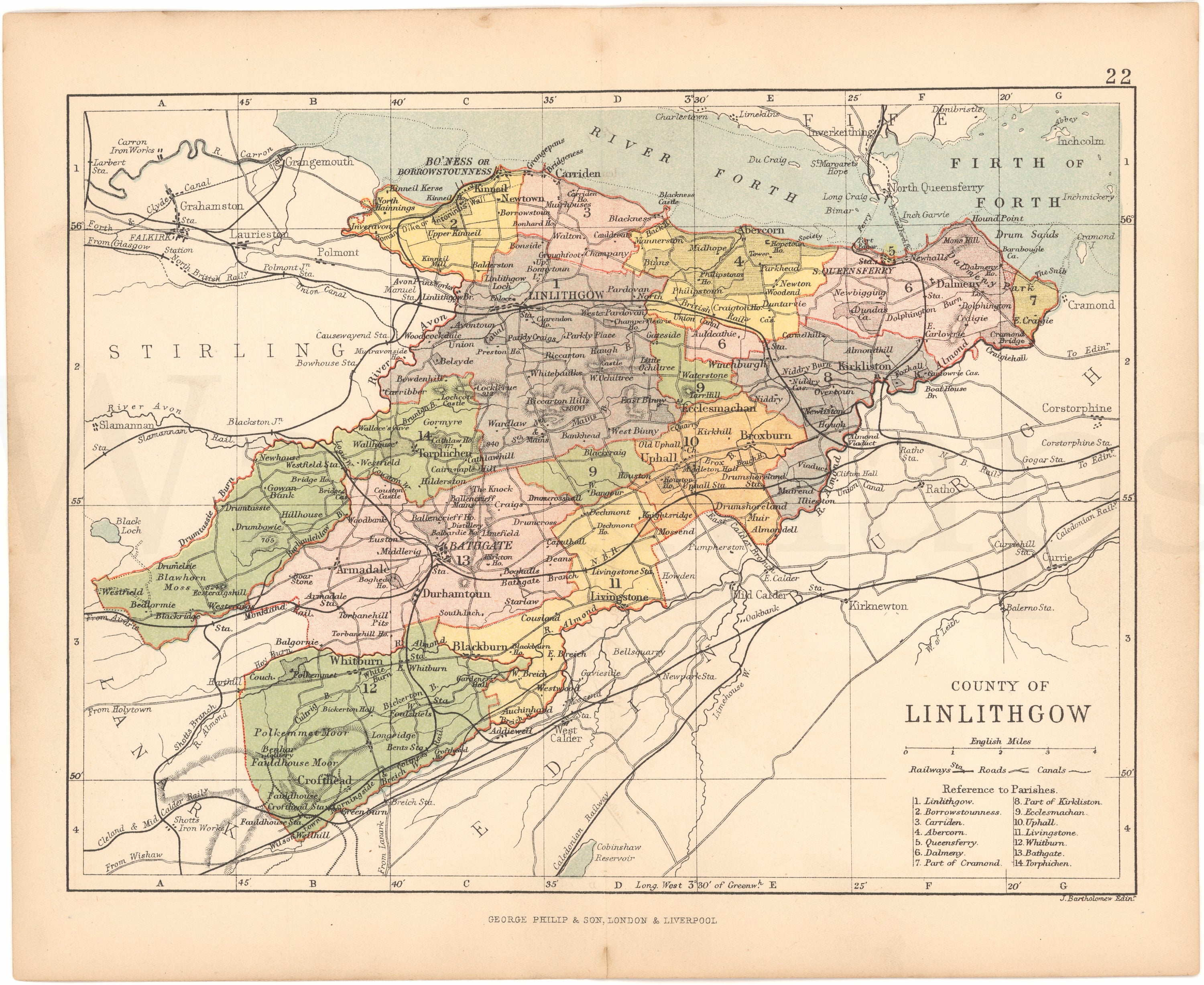 County of Linlithgow, Scotland 1882 – WardMaps LLC