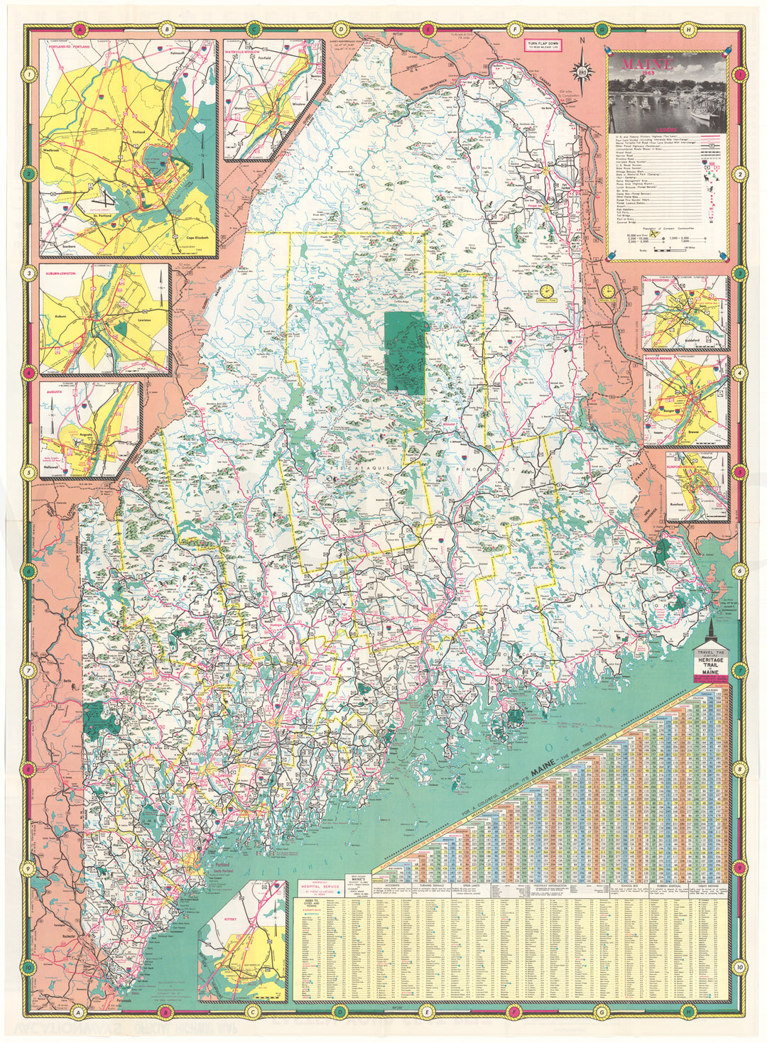 Maine 1963 Folding Highway Map