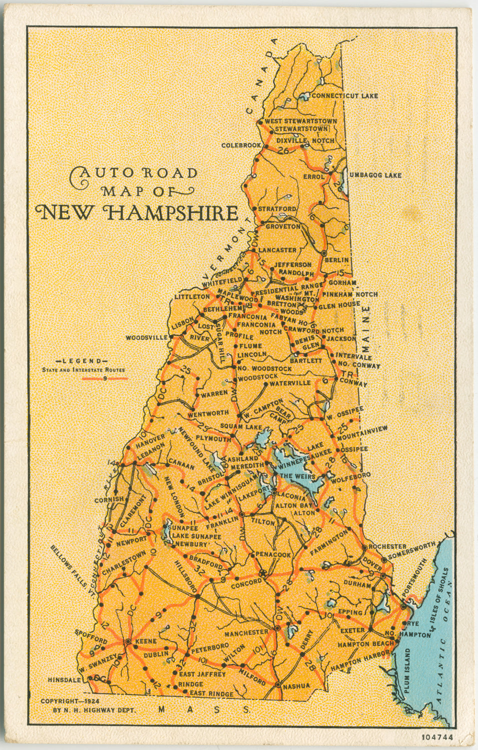 New Hampshire Auto Road Map