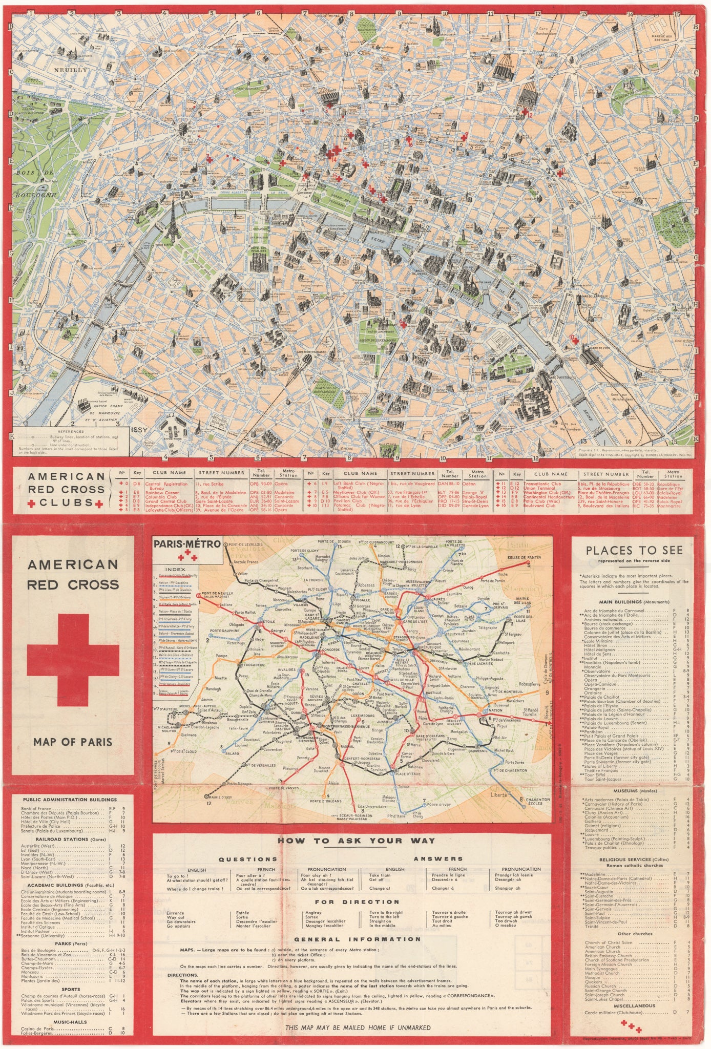 Paris, France 1944: American Red Cross Folding Maps – WardMaps LLC