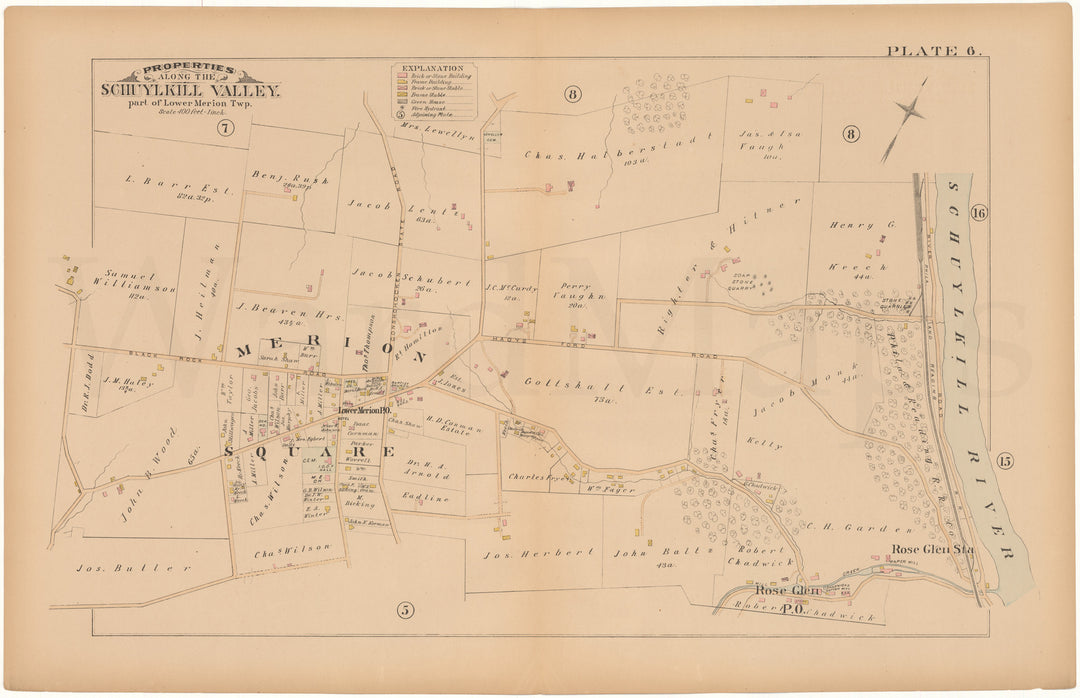 Schuylkill Valley, Pennsylvania 1886 Plate 06: Lower Merion