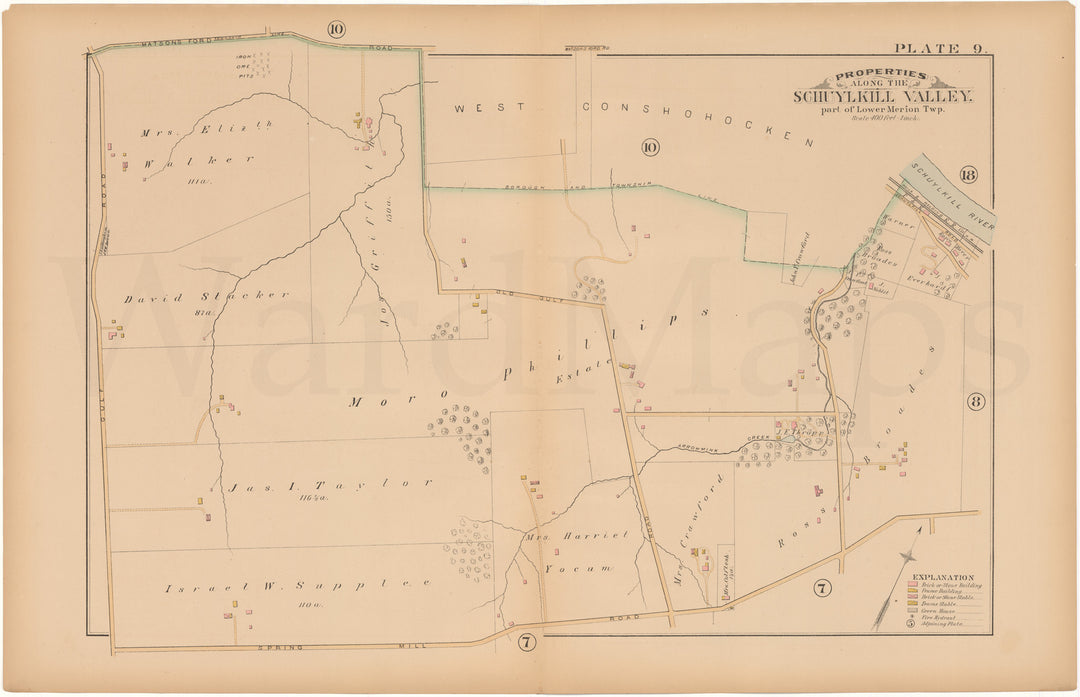 Schuylkill Valley, Pennsylvania 1886 Plate 09: Lower Merion