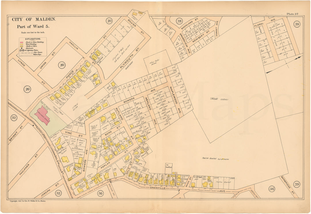 Malden, Massachusetts 1897 Plate 37: Faulkner School