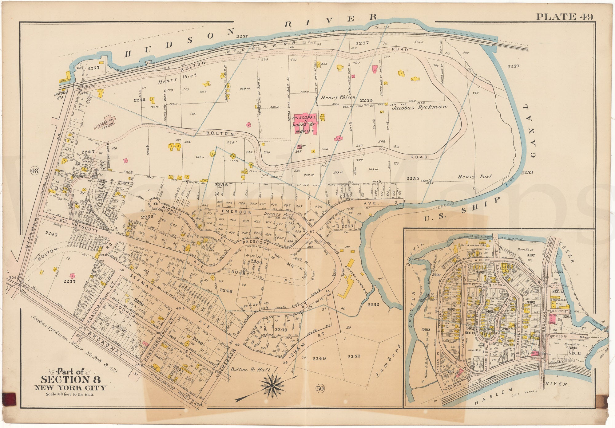 Manhattan, New York 1908 Plate 49 – WardMaps LLC
