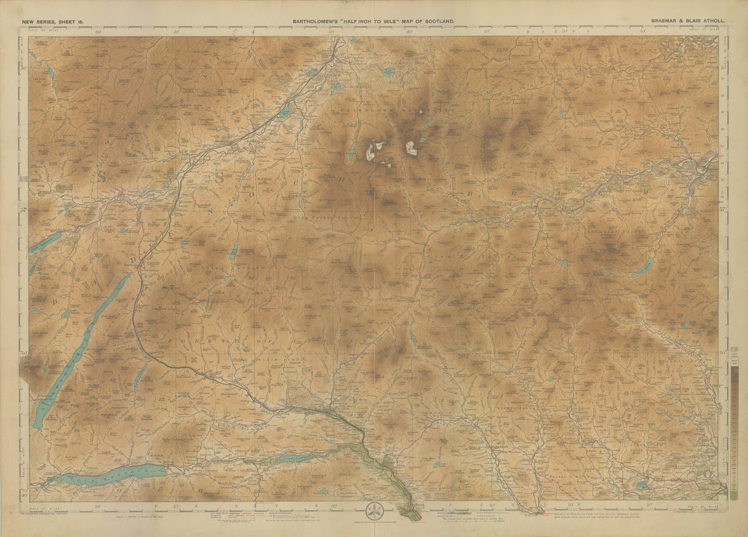 "Half-Inch to Mile" Scotland Circa 1920s Plate 16: Braemar & Blair Atholl