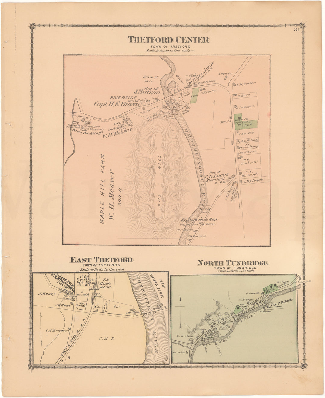 Thetford and Tunbridge, Vermont 1877