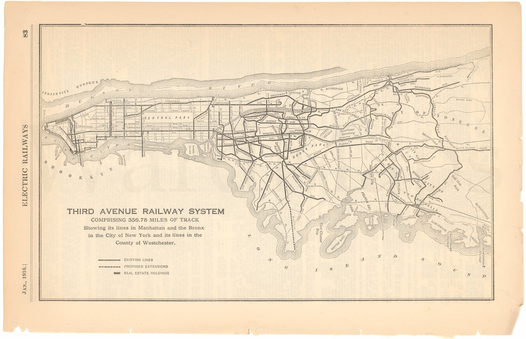 Third Avenue Railway System, New York 1916 – WardMaps LLC