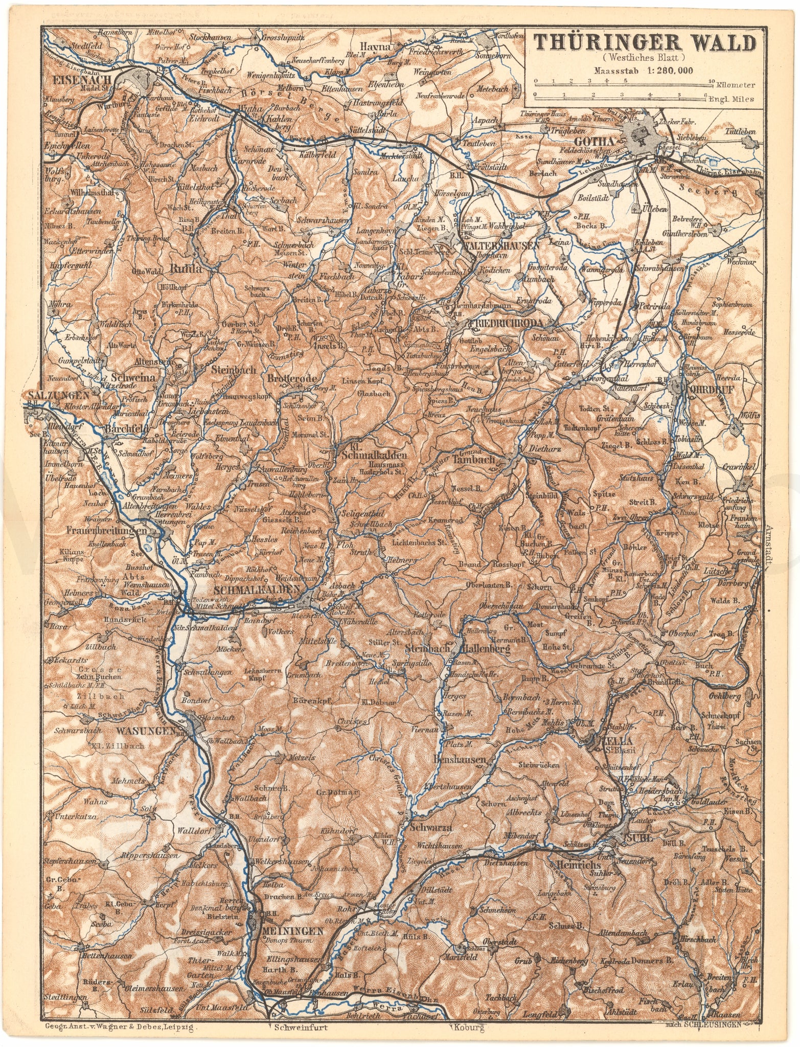 Thuringian Forest, Germany 1886: Western Part – WardMaps LLC