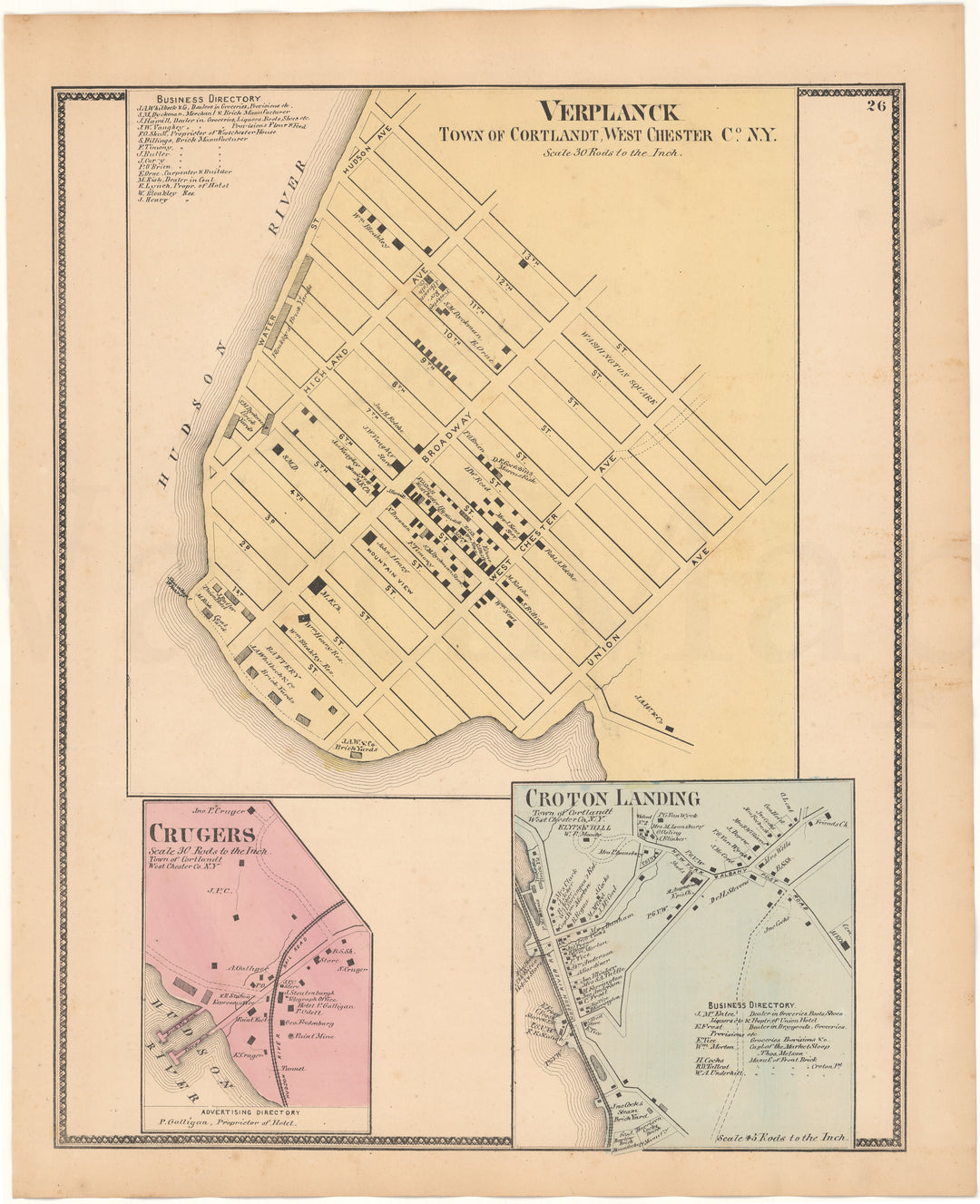 Cortlandt, New York 1867: Villages