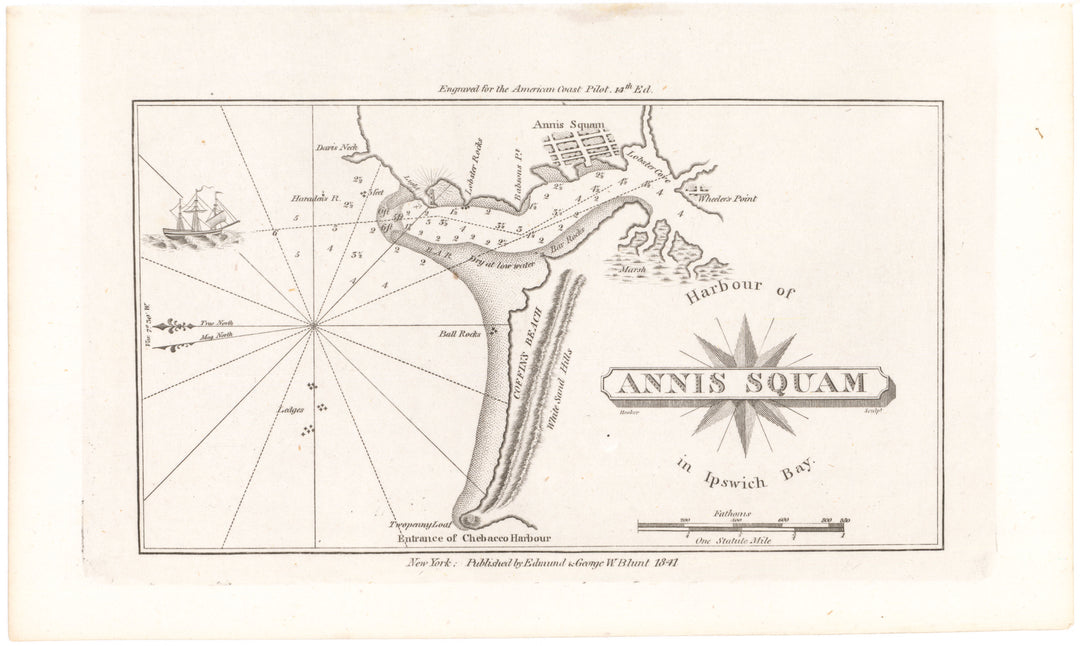 Gloucester, Massachusetts 1841 Annisquam River and Wingaersheek Beach