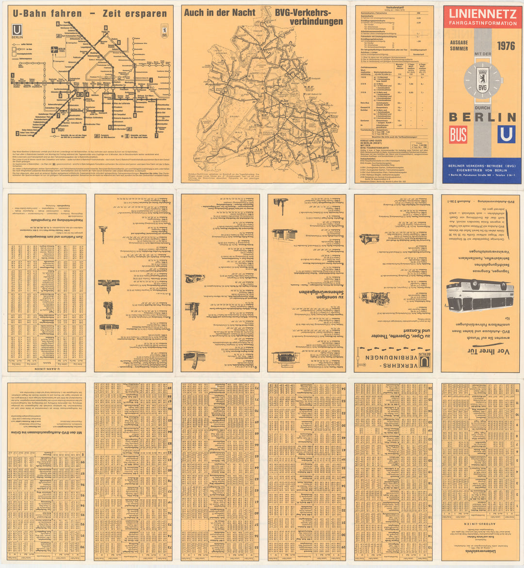 Berlin, Germany Transit System Map 1974