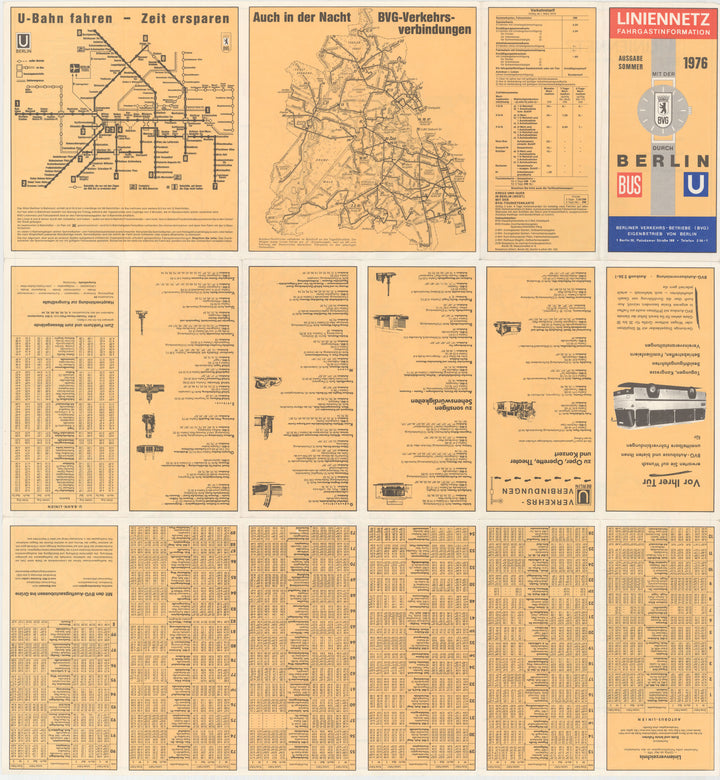 Berlin, Germany Transit System Map 1974