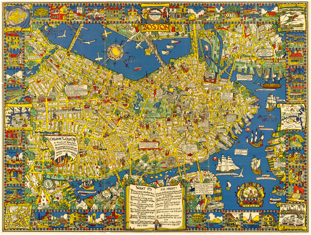 Boston, Massachusetts 1928 Pictorial Map