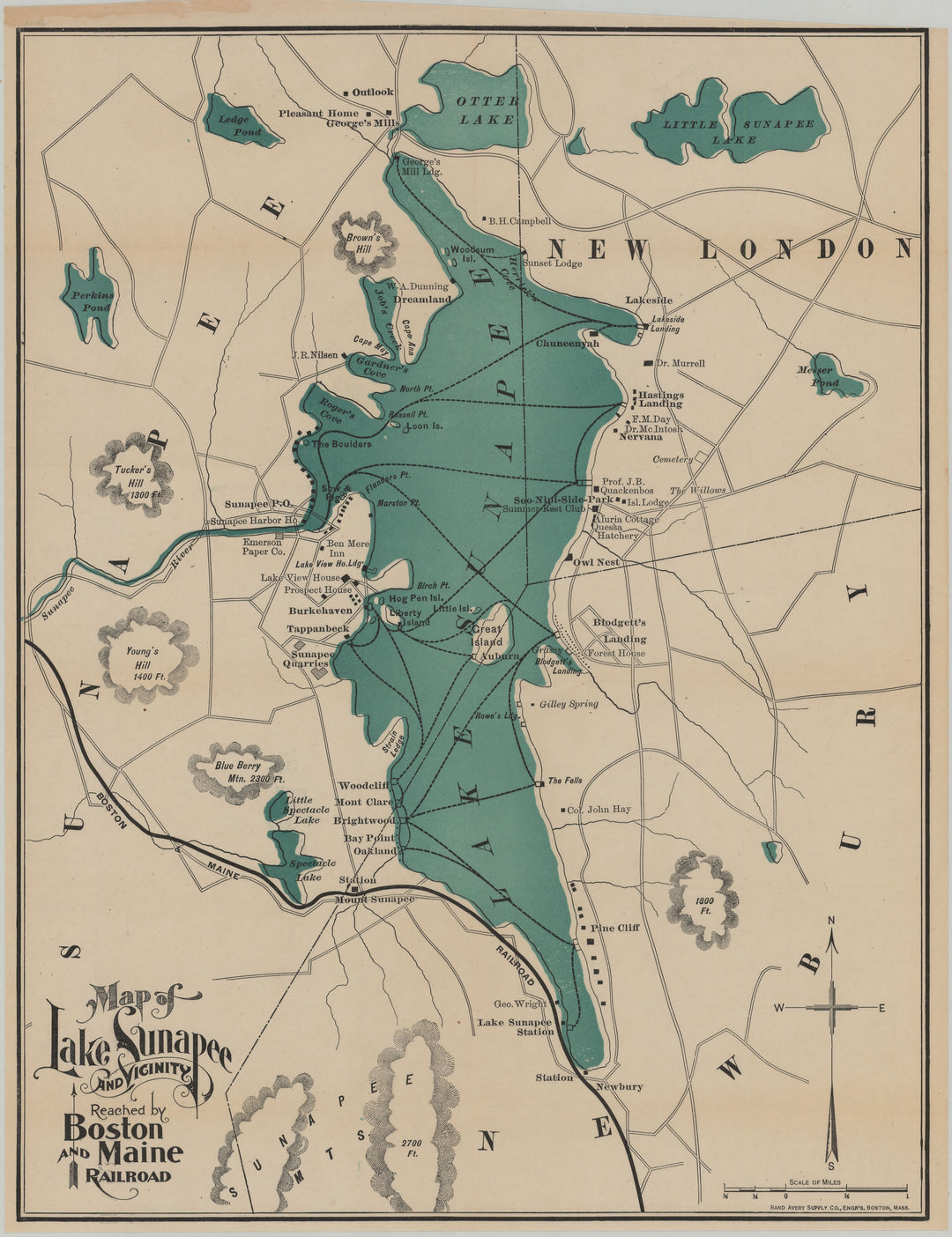 Lake Sunapee and Vicinity, New Hampshire 1903