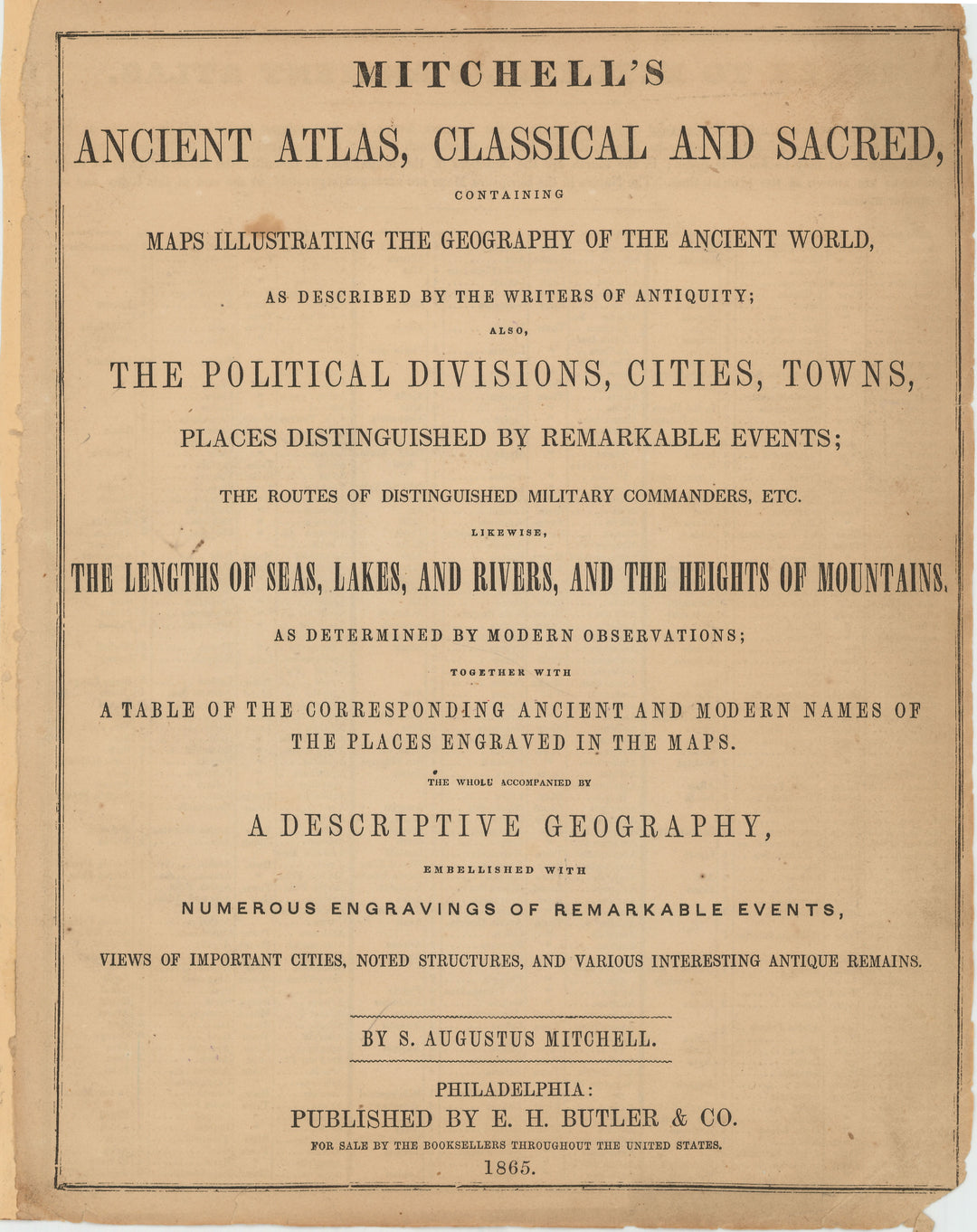 Mitchell's Ancient Atlas 1865: Title Page