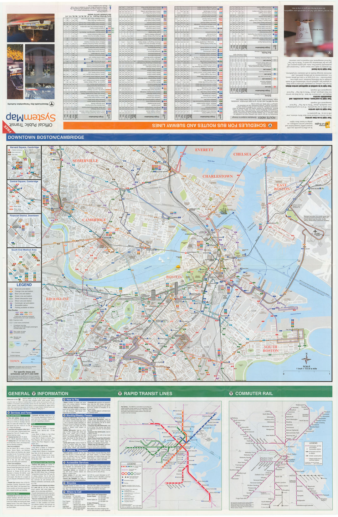 Boston, Massachusetts MBTA System Route Map 2002 (Side B)