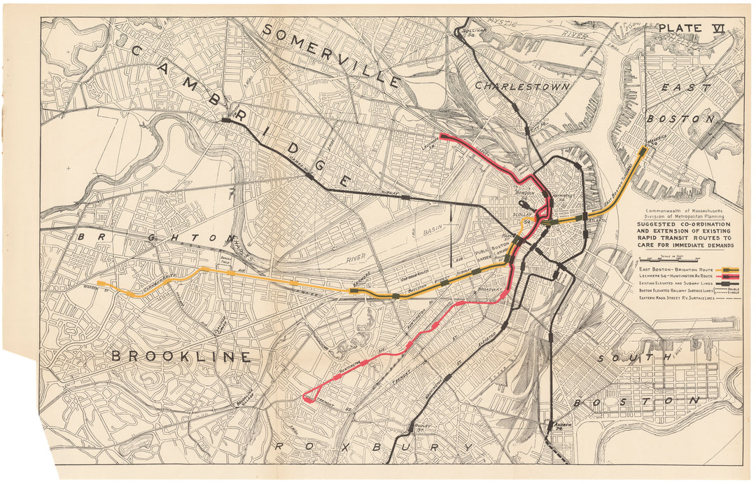 MDMP Report 1926 Plate 06: Proposed Rapid Transit Improvements for Boston, Massachusetts 1926