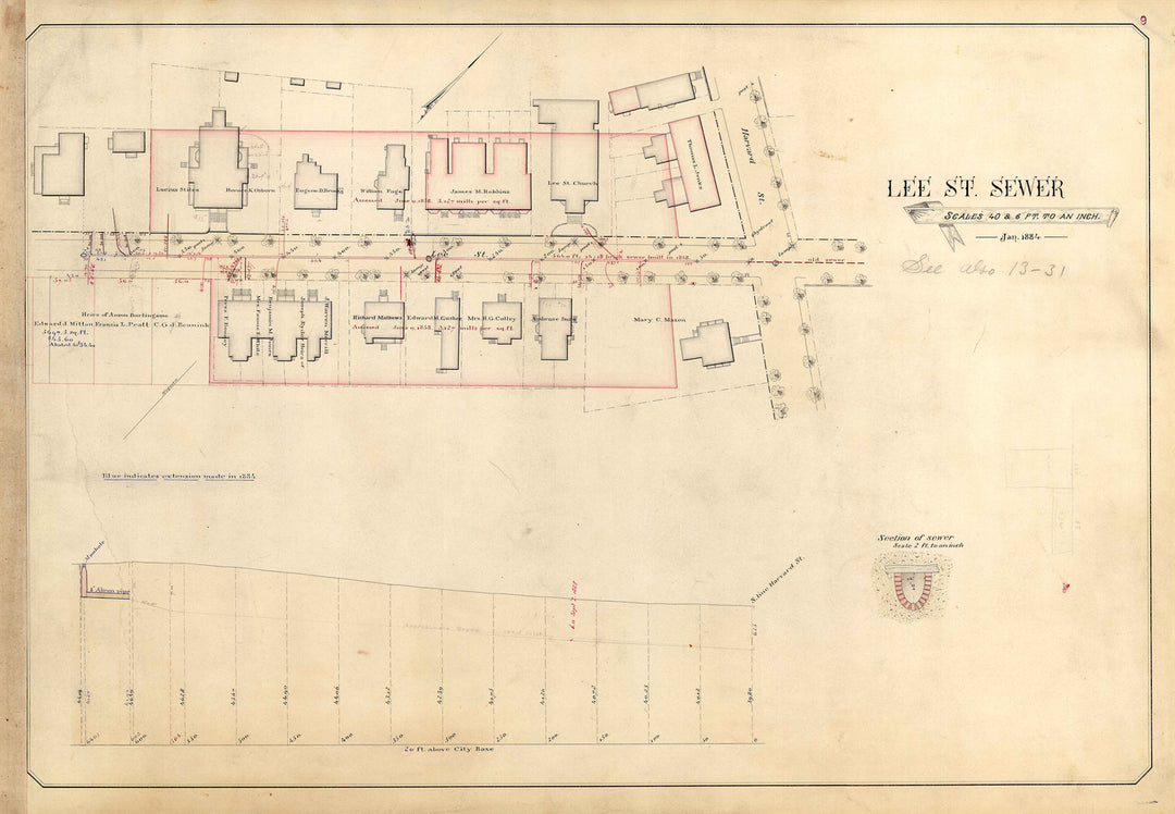 Cambridge, Massachusetts Sewers 01-09: Lee Street Jan. 1884