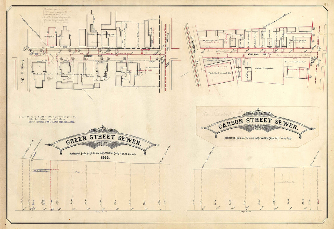 Cambridge, Massachusetts Sewers 01-41: Carson St; Green St 1863