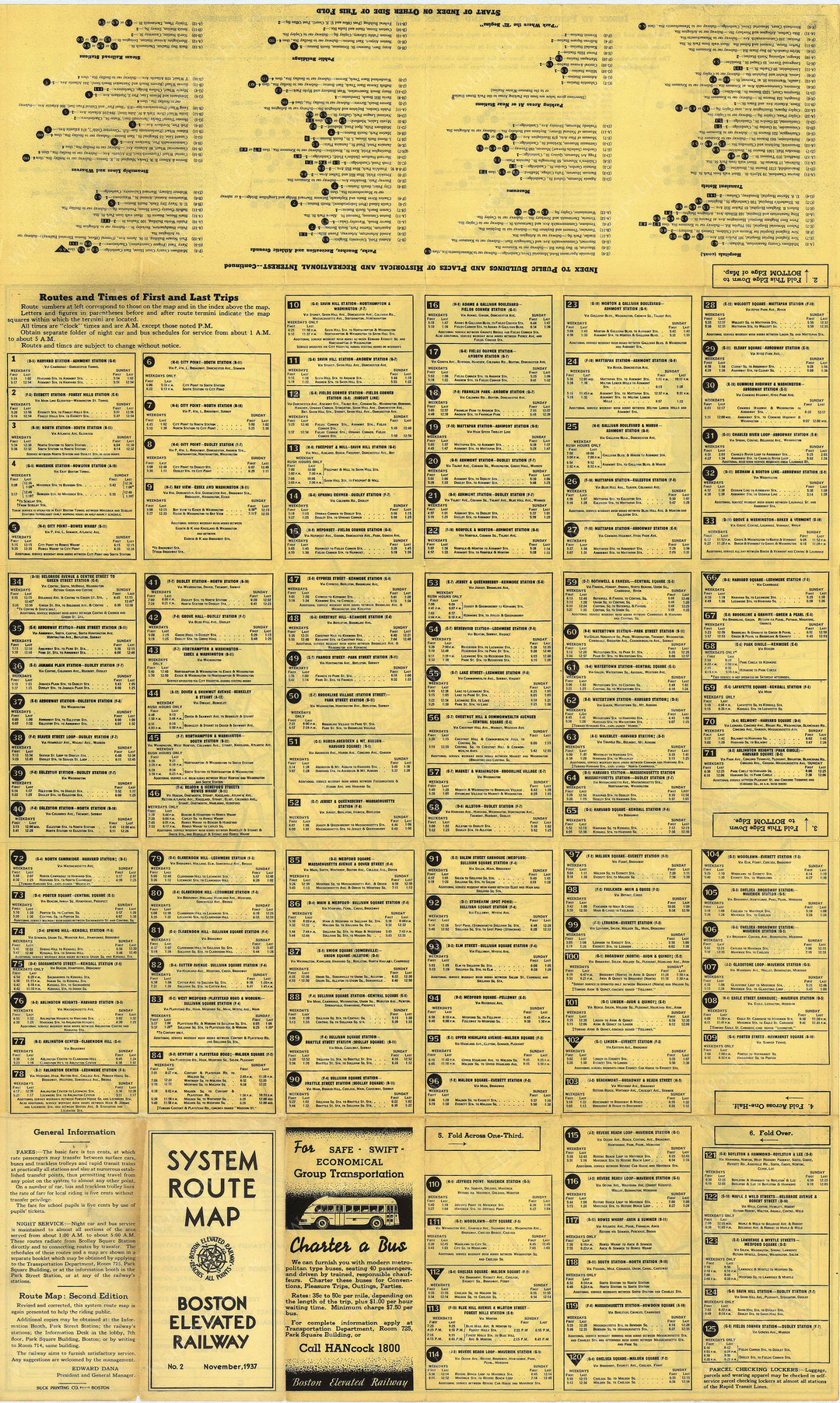 Boston Elevated Railway Co. (Massachusetts) System Route Map #2 1937