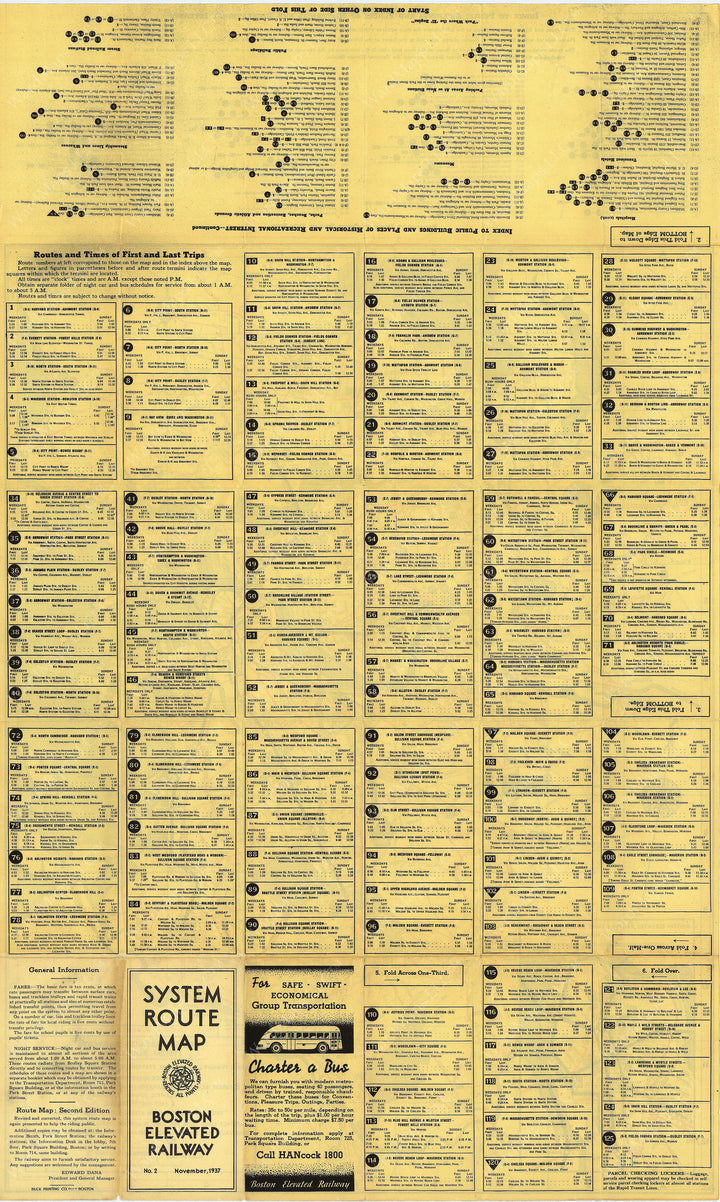 Boston Elevated Railway Co. (Massachusetts) System Route Map #2 1937