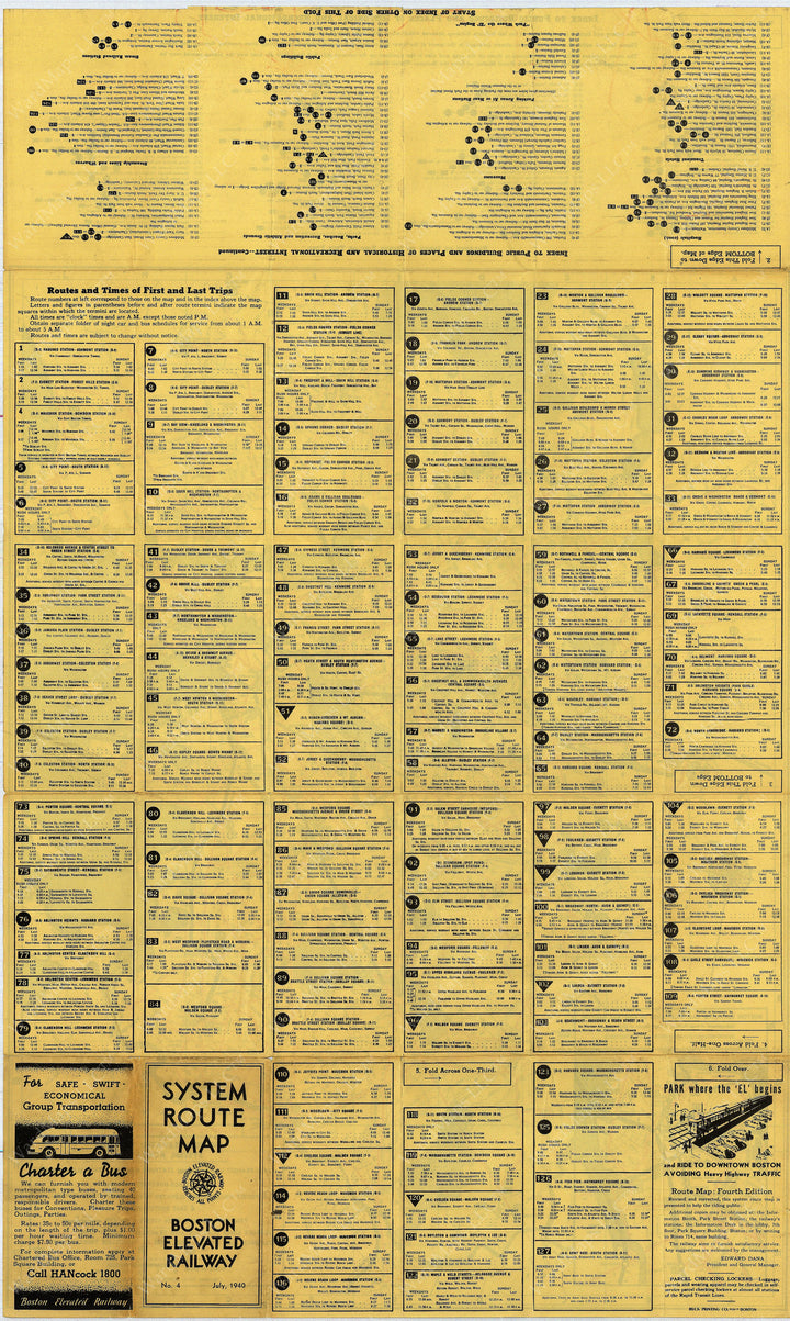 Boston Elevated Railway Co. (Massachusetts) System Route Map #4 1940