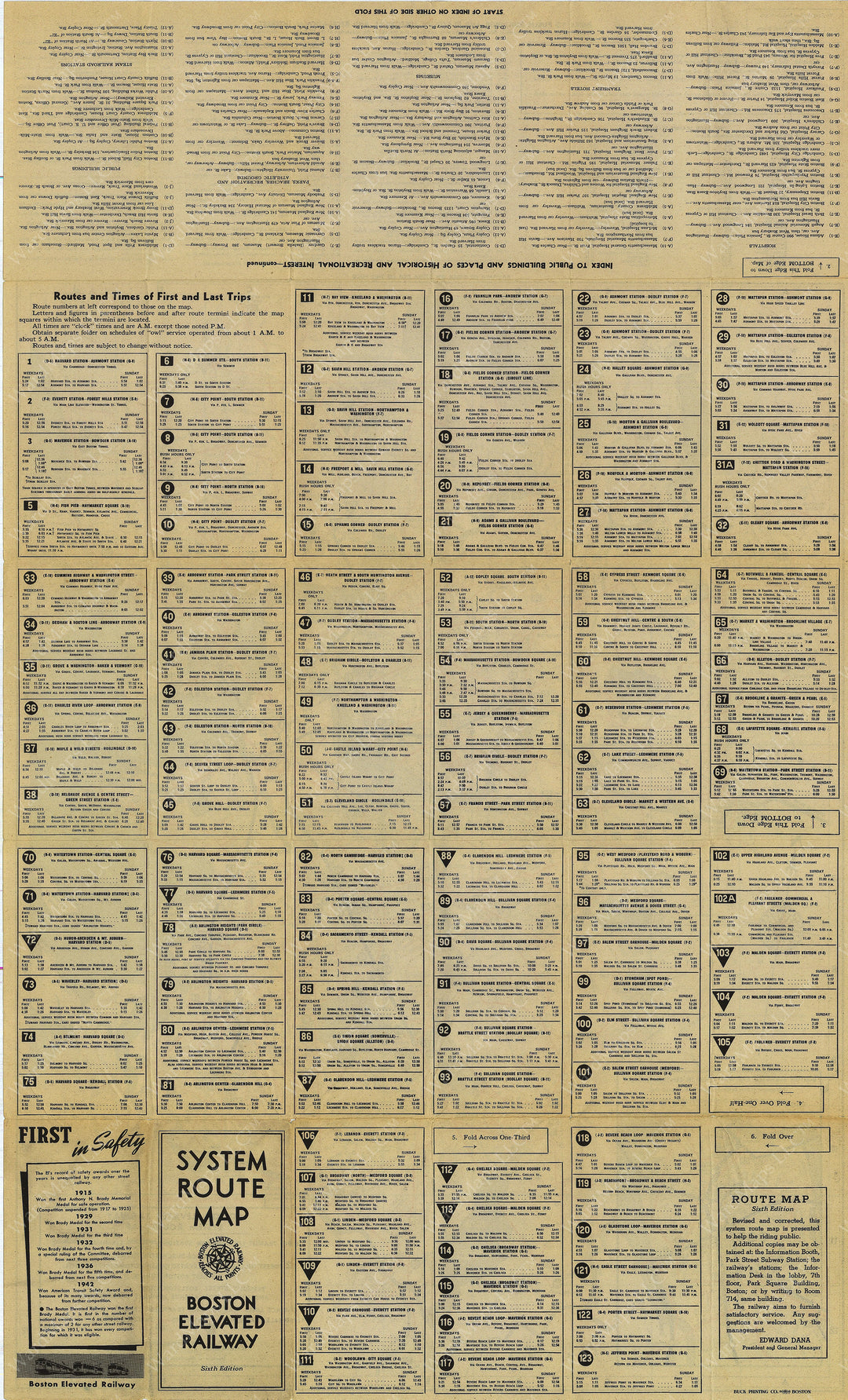 Boston Elevated Railway Co. (Massachusetts) System Route Map #6 1943