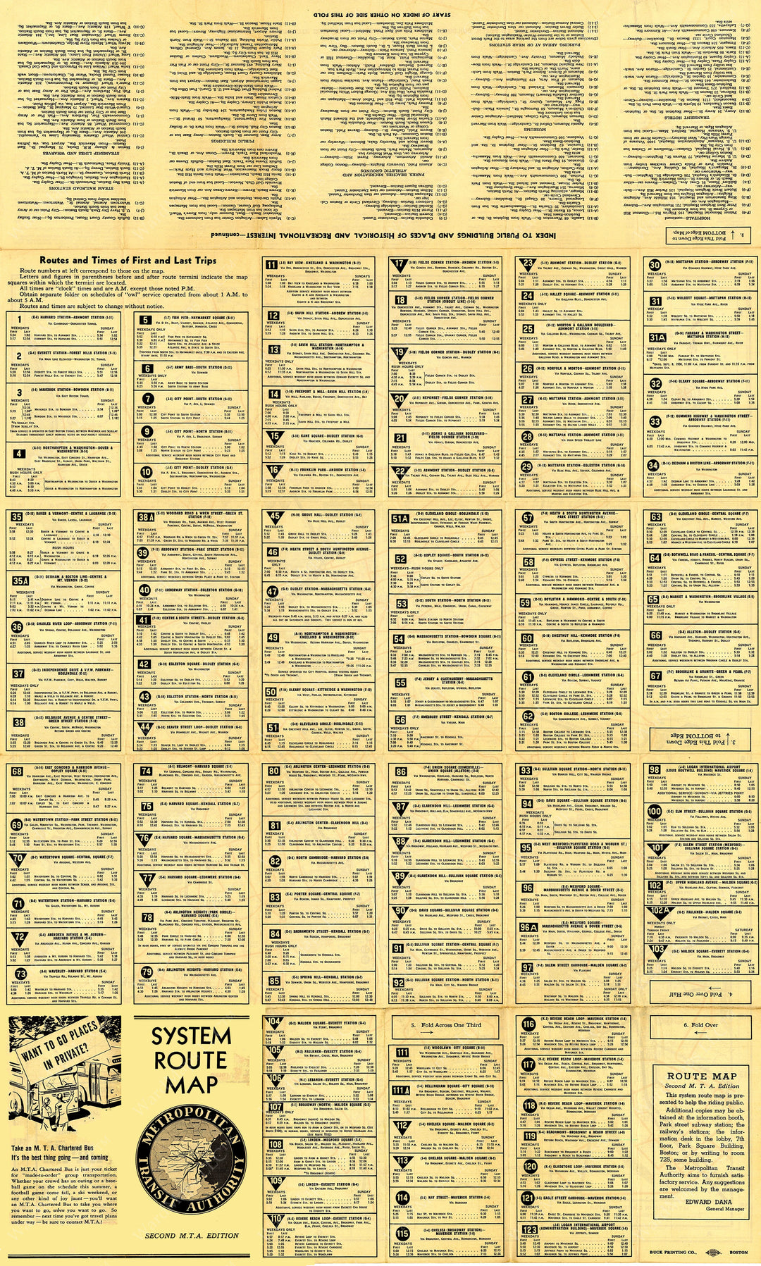 Boston, Massachusetts MTA System Route Map #3 1952