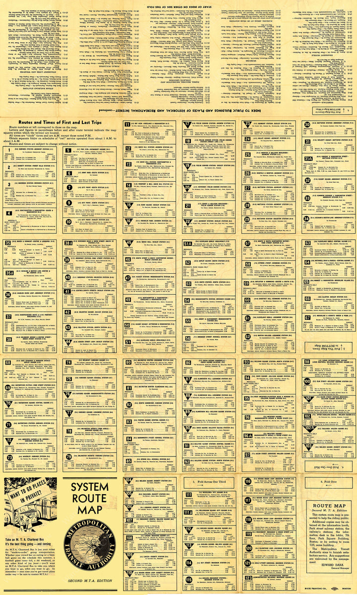 Boston, Massachusetts MTA System Route Map #3 1952
