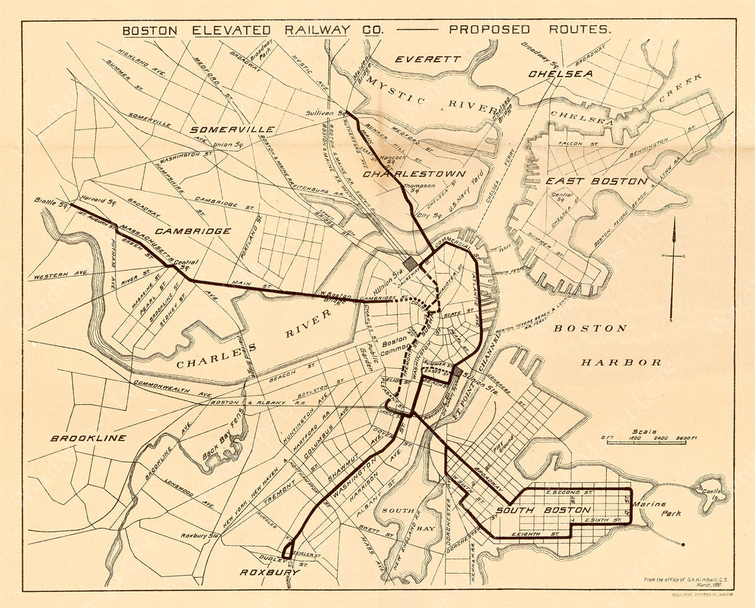 Boston Elevated Railway Co. (Massachusetts) Proposed Routes 1897