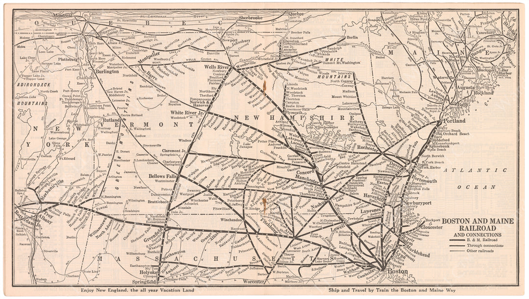 Boston & Maine Railroad System Map 1936