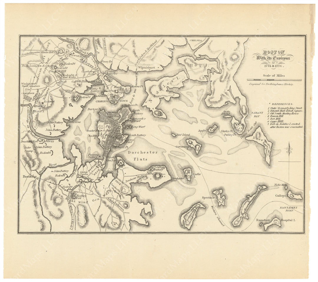 Boston, Massachusetts with its Environs in 1775 & 1776 (1849)