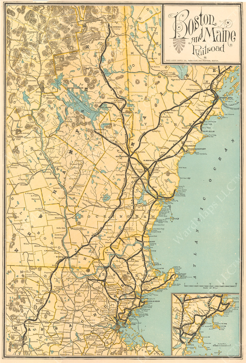 Boston & Maine Railroad System Map Circa 1890