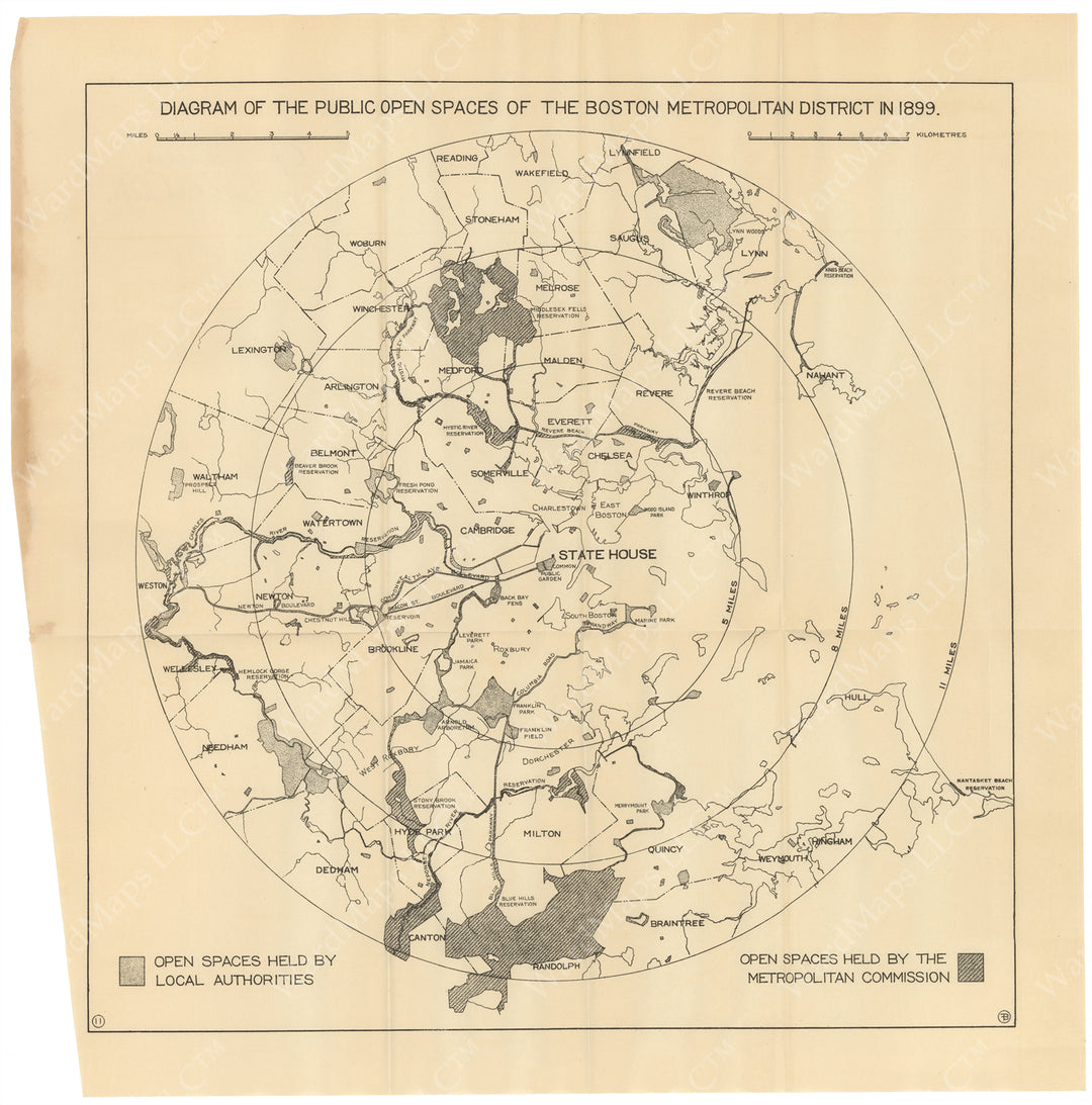 Diagram of the Public Open Spaces of the Boston (Massachusetts) Metropolitan District 1899