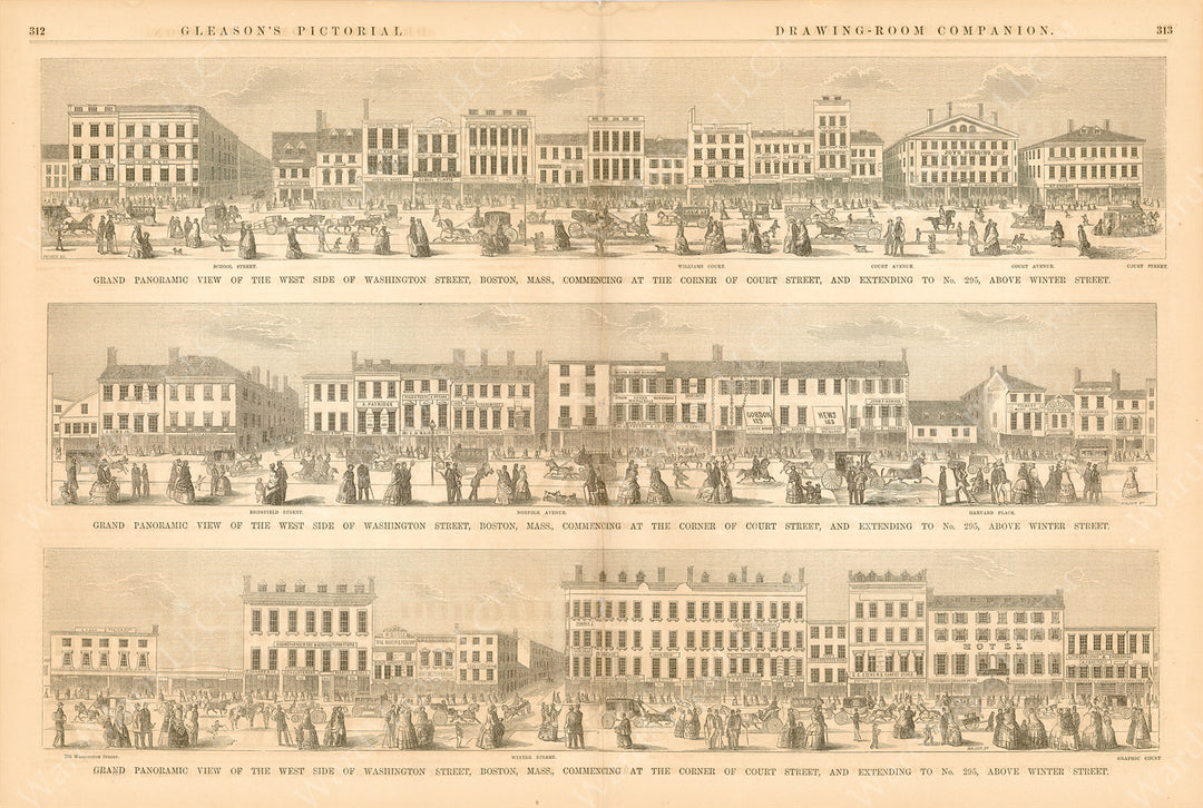 Washington Street Panoramas, Boston, Massachusetts Circa 1860