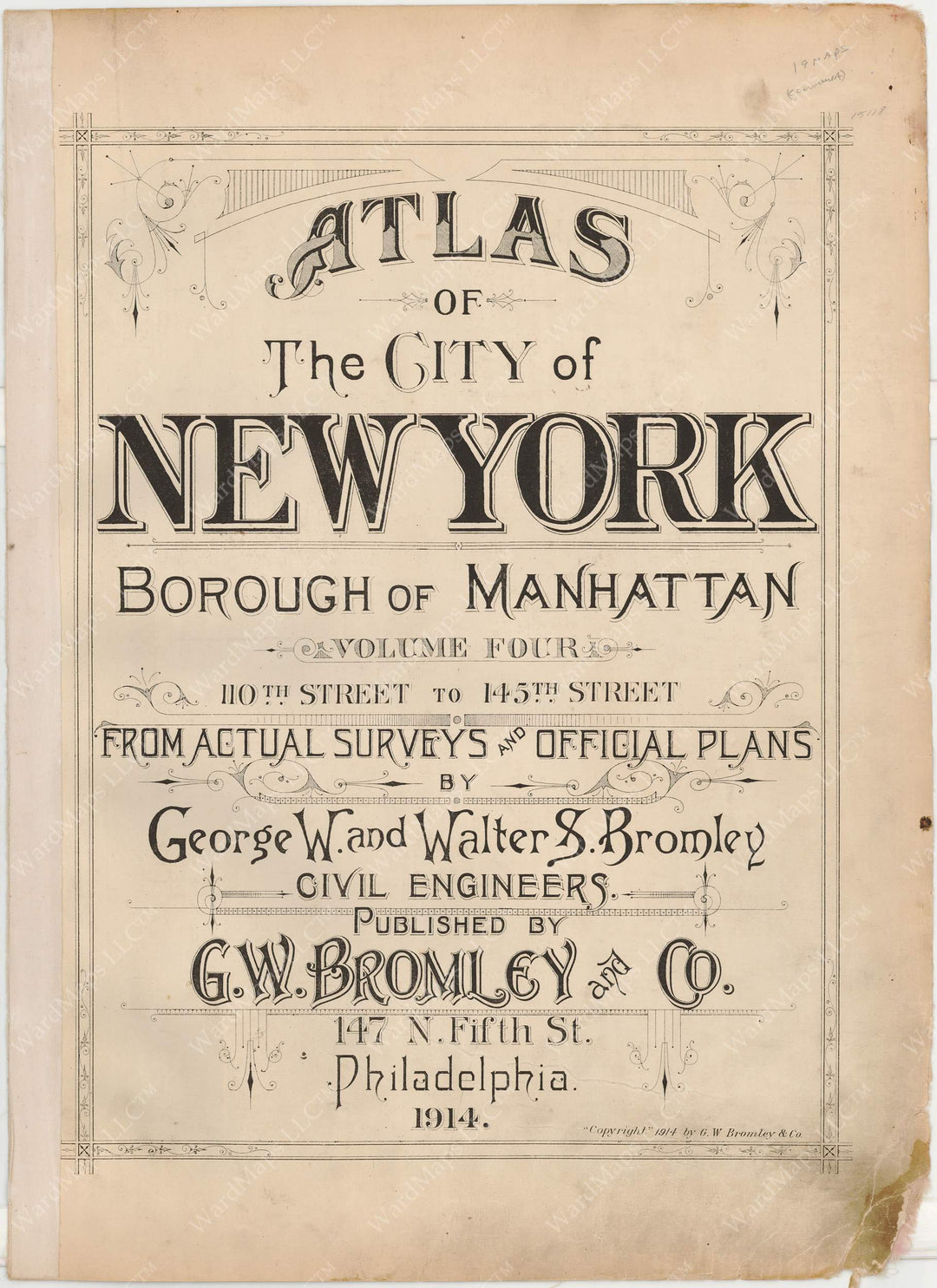 Manhattan, New York 1914, Vol. 4, Title Page