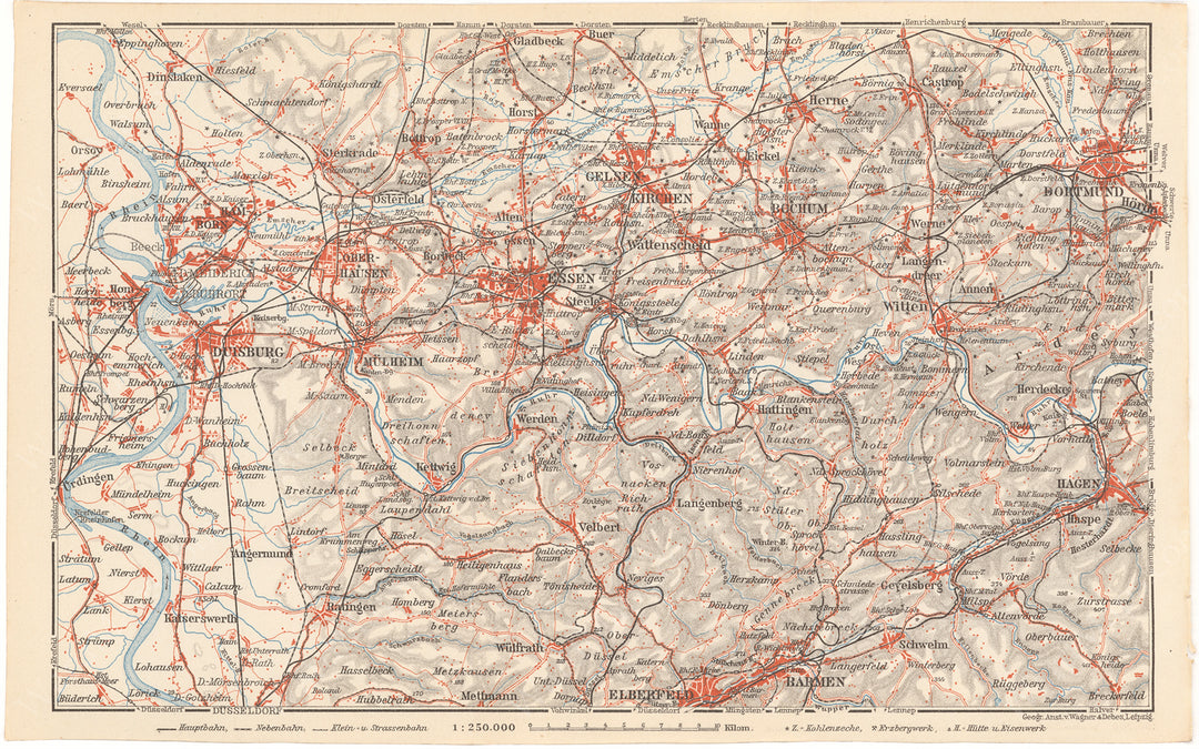 North Rhine-Westphalia: Duisburg - Essen - Dortmund, Germany 1911