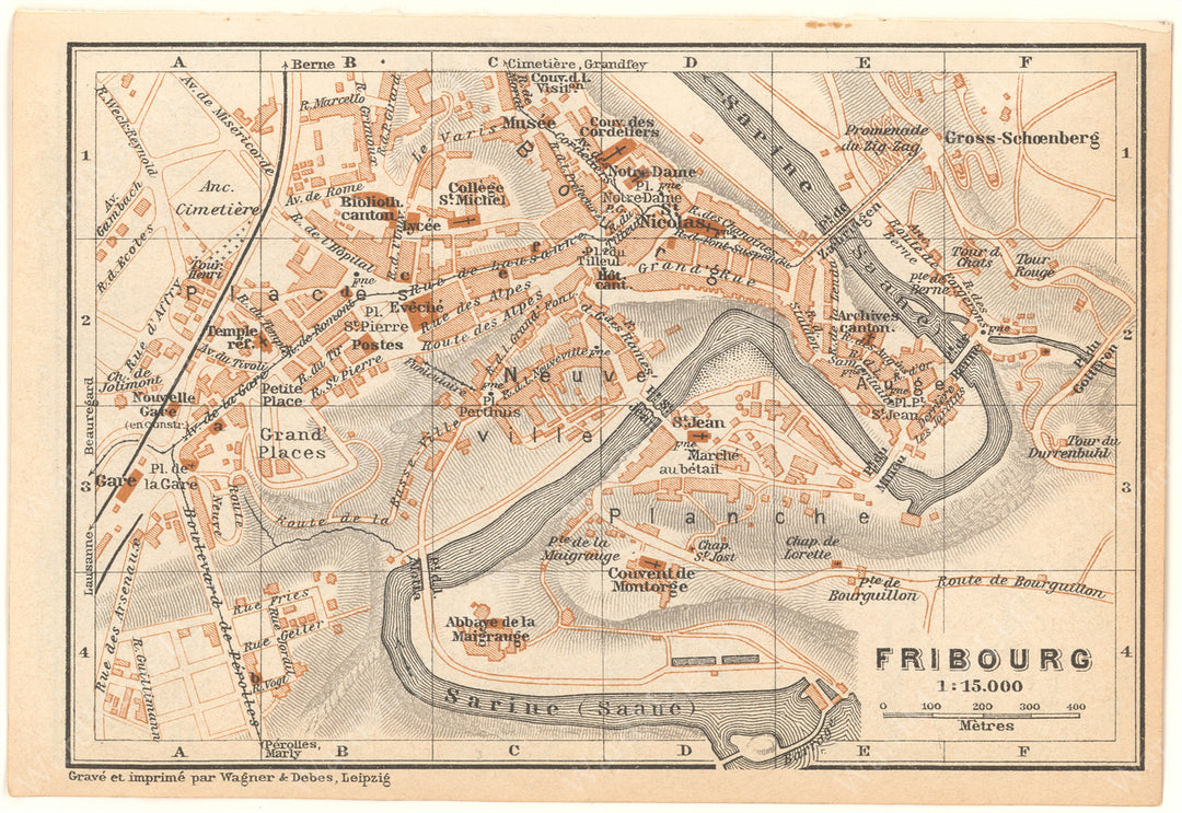 Fribourg, Switzerland 1928: City Center