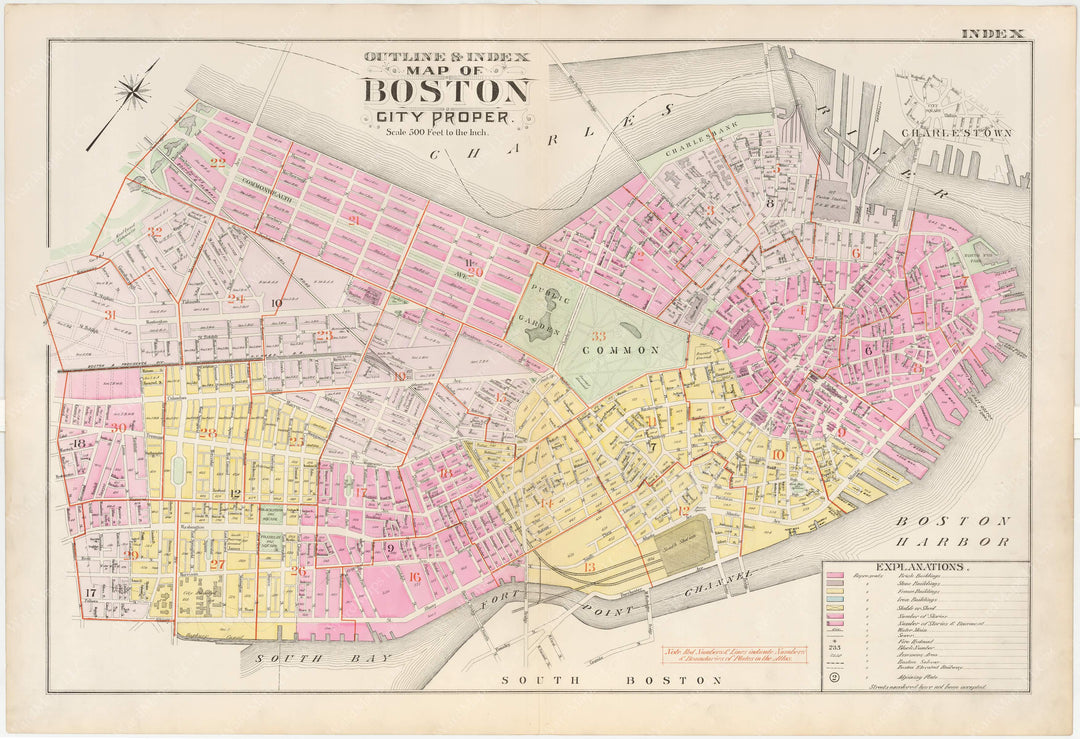 Boston, Massachusetts 1898 Index Map