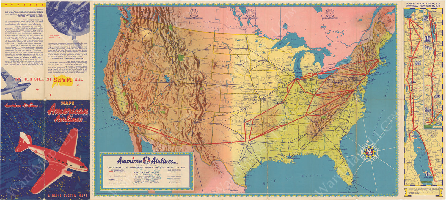 Antique and Vintage Airline and Aviation Maps and Prints