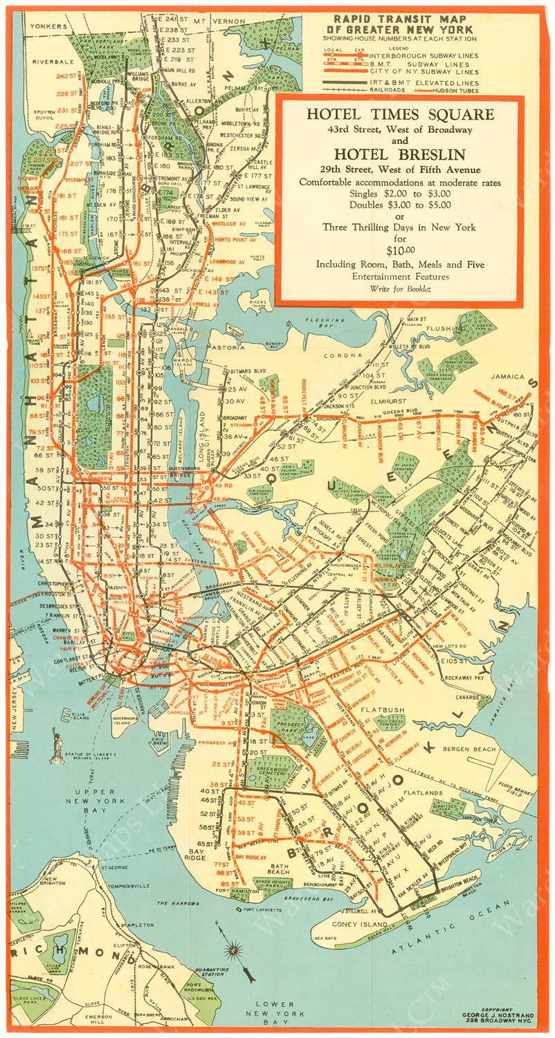 New York City Subway Map: Hotels Time Square and Breslin