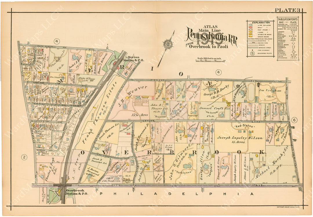 Main Line Properties Overbrook to Paoli, Pennsylvania 1920 Plate 003 ...