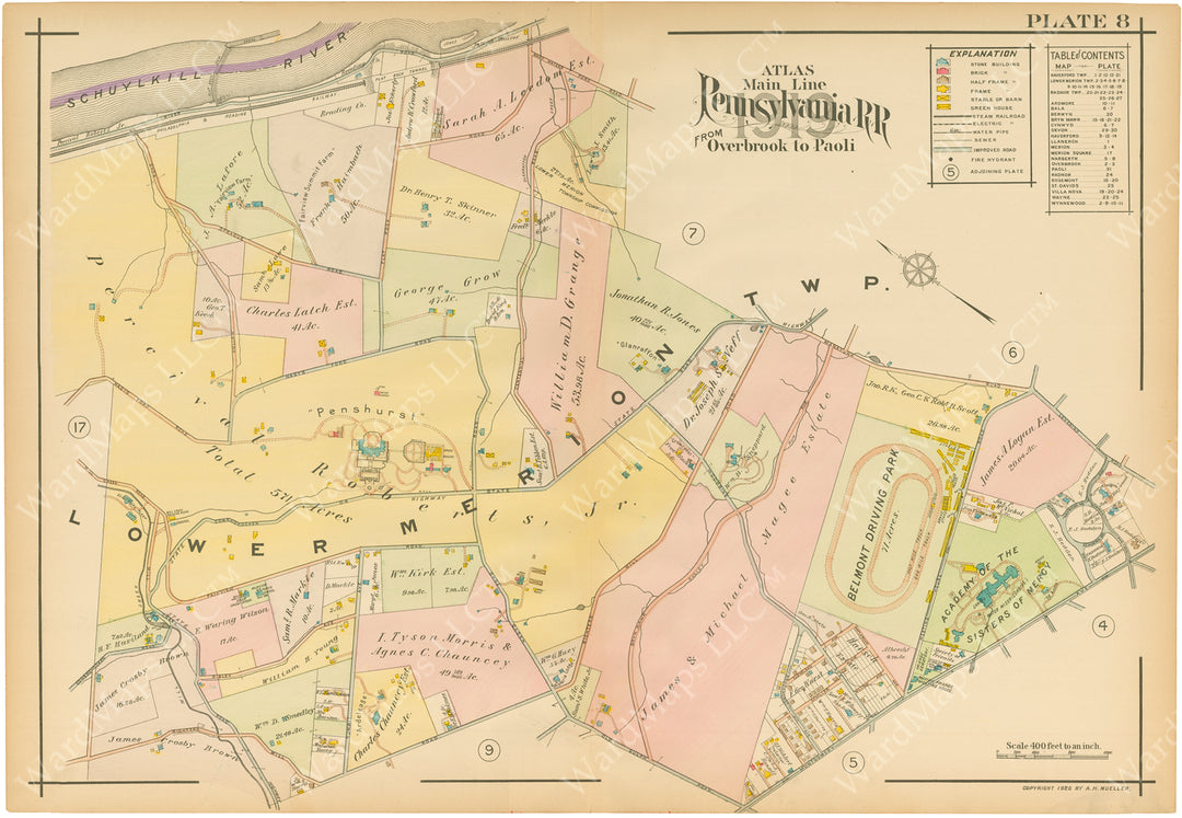 Main Line Properties Overbrook to Paoli, Pennsylvania 1920 Plate 008: Lower Merion Township