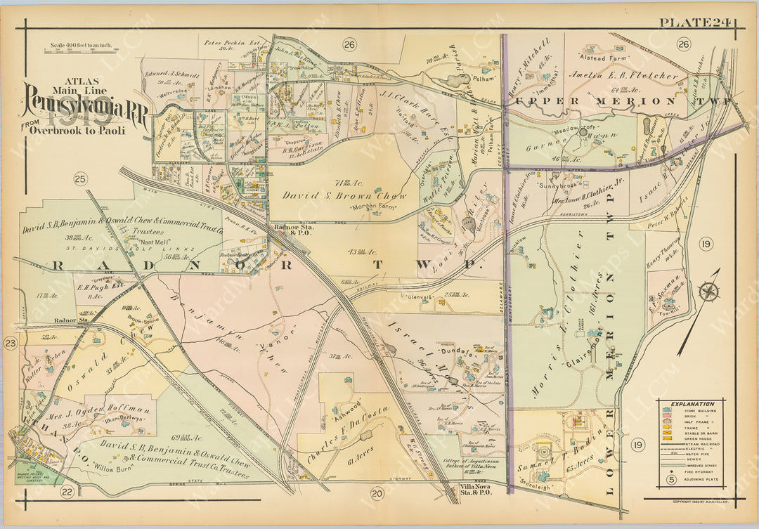 Main Line Properties Overbrook to Paoli, Pennsylvania 1920 Plate 024: Radnor