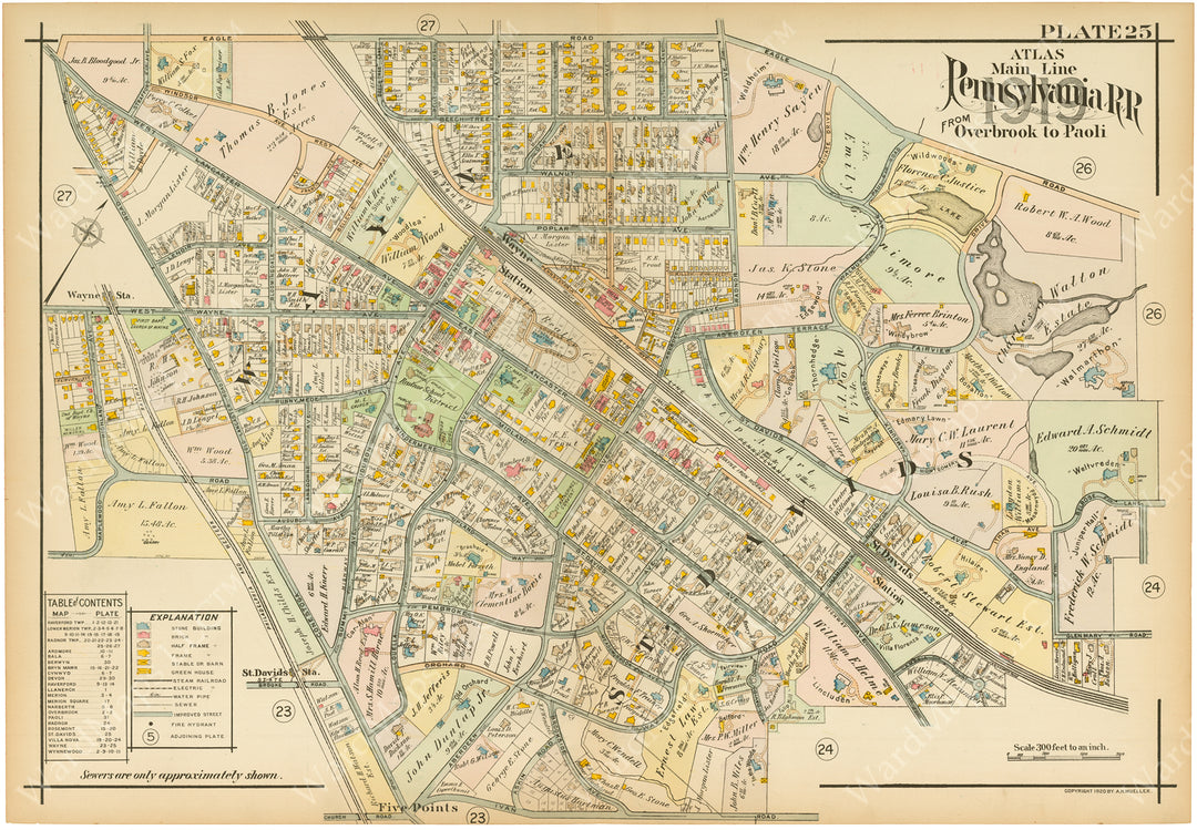 Main Line Properties Overbrook to Paoli, Pennsylvania 1920 Plate 025: Wayne and Saint David's