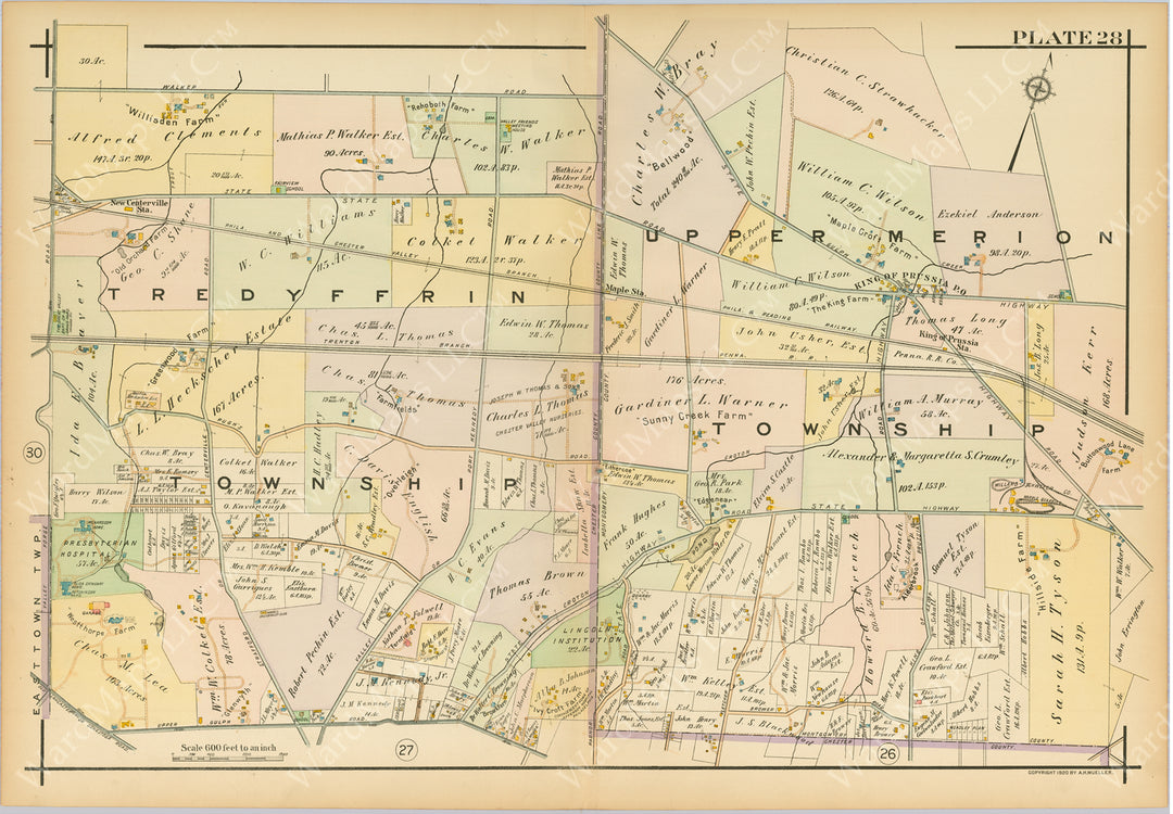 Main Line Properties Overbrook to Paoli, Pennsylvania 1920 Plate 028: King of Prussia