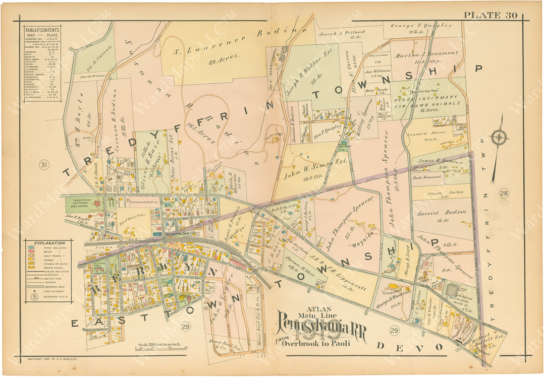 Main Line Properties Overbrook to Paoli, Pennsylvania 1920 Plate 030: Berwyn