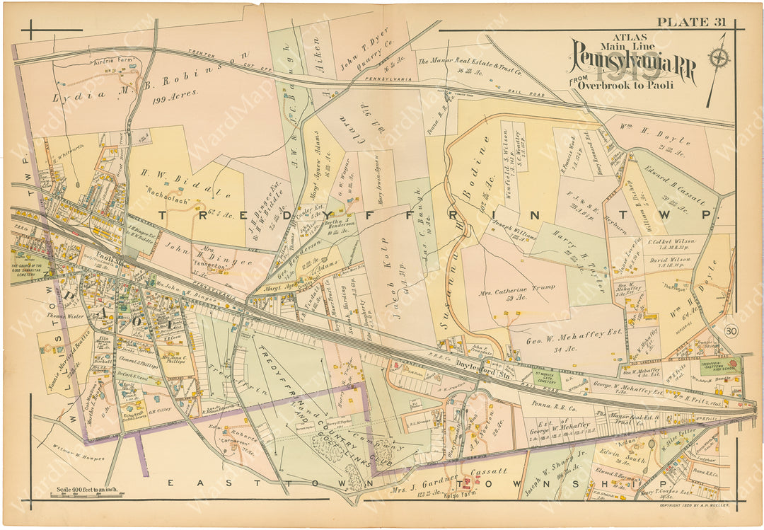 Main Line Properties Overbrook to Paoli, Pennsylvania 1920 Plate 031: Paoli