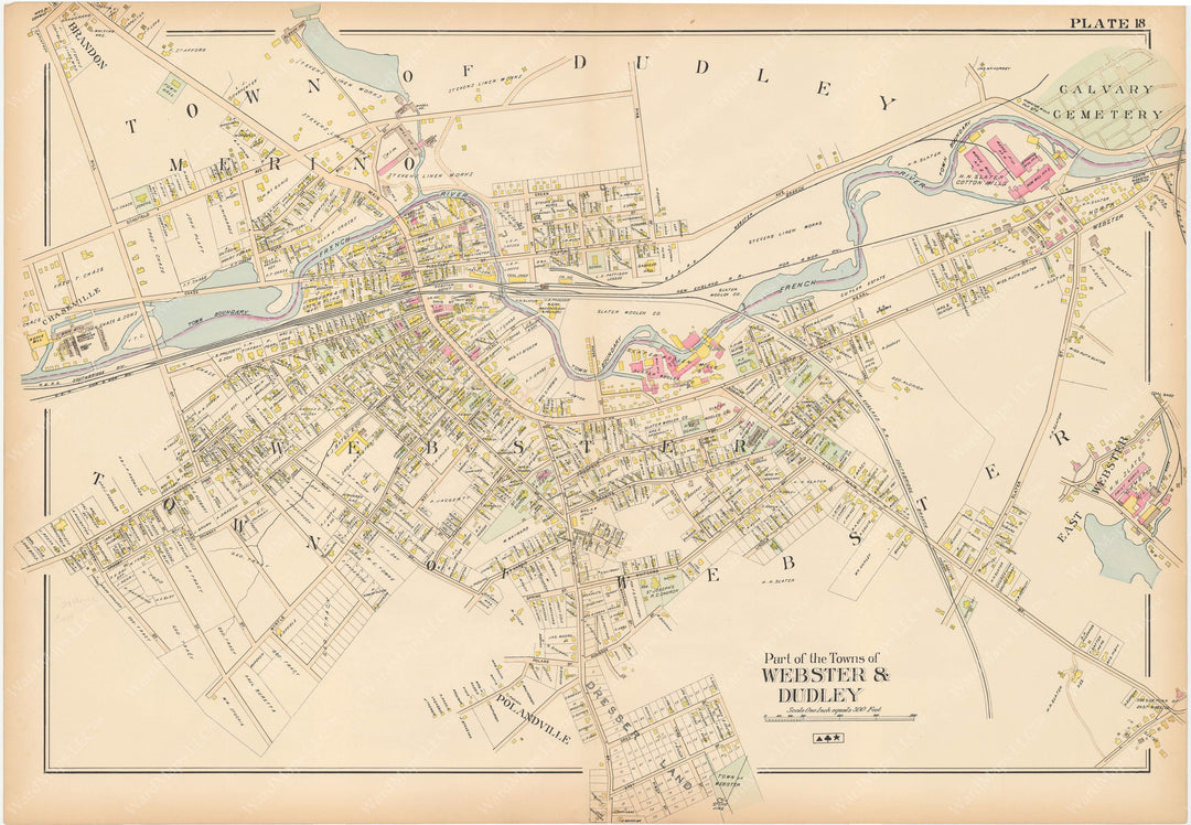 Worcester County, Massachusetts 1898 Plate 018: Dudley and Webster