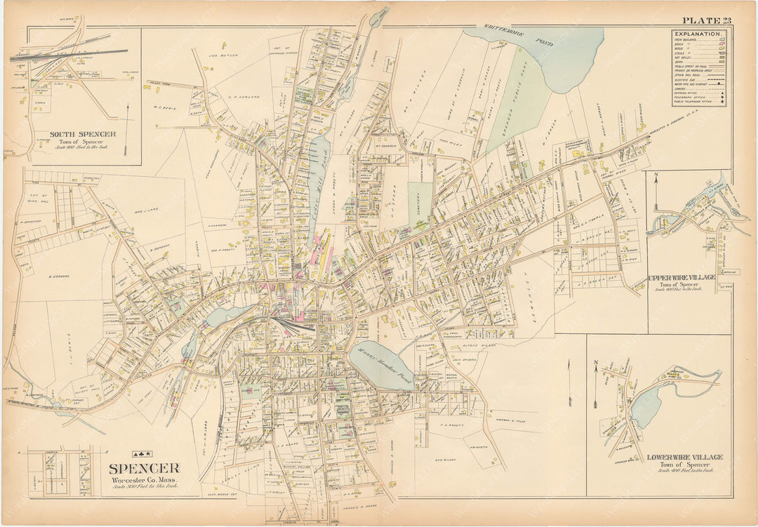 Worcester County, Massachusetts 1898 Plate 023: Spencer